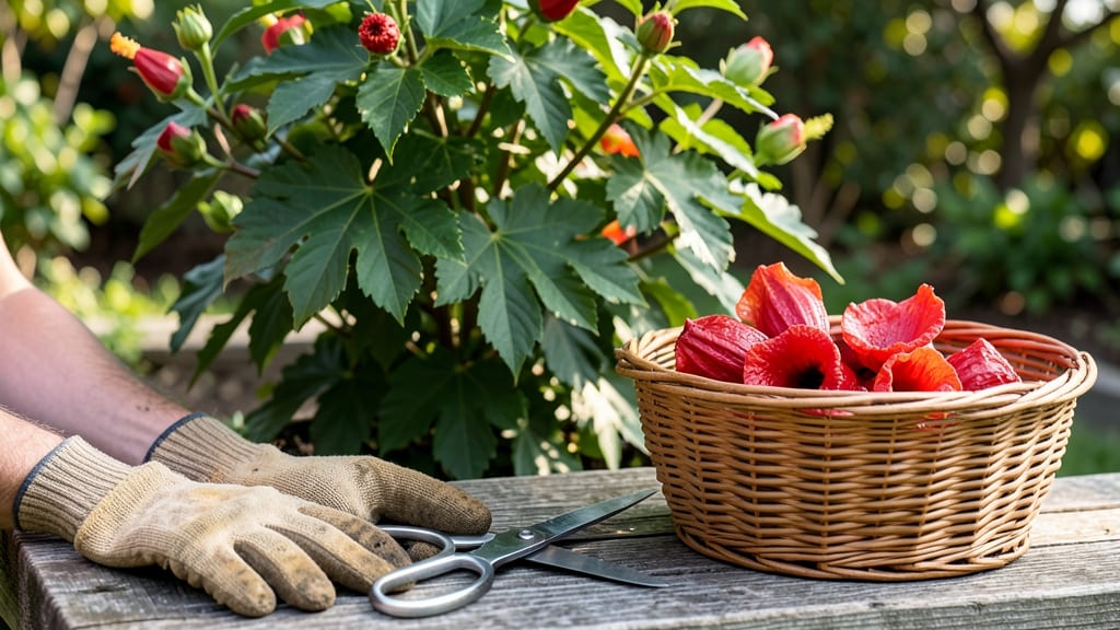 How to Harvest Roselle Hibiscus: When Pods Crack Open & Best Picking Tools
